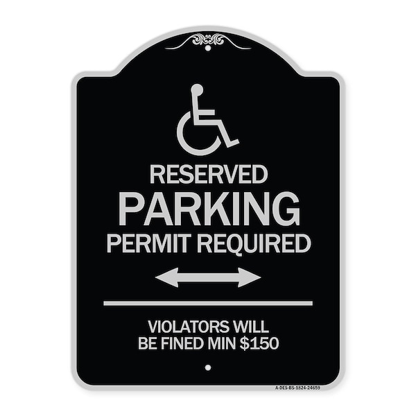 Signmission Connecticut Reserved Parking Permit Required Violators Fined Min $150 Alum, 24" x 18", BS-1824-24659 A-DES-BS-1824-24659 - main